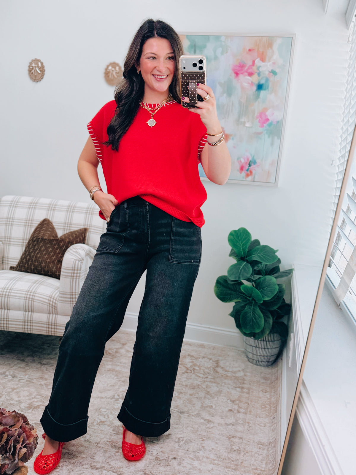 CURVY Ruby Stitched Knit Top