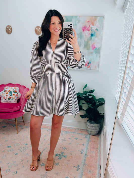Delaney Smocked Stripe Mini Dress