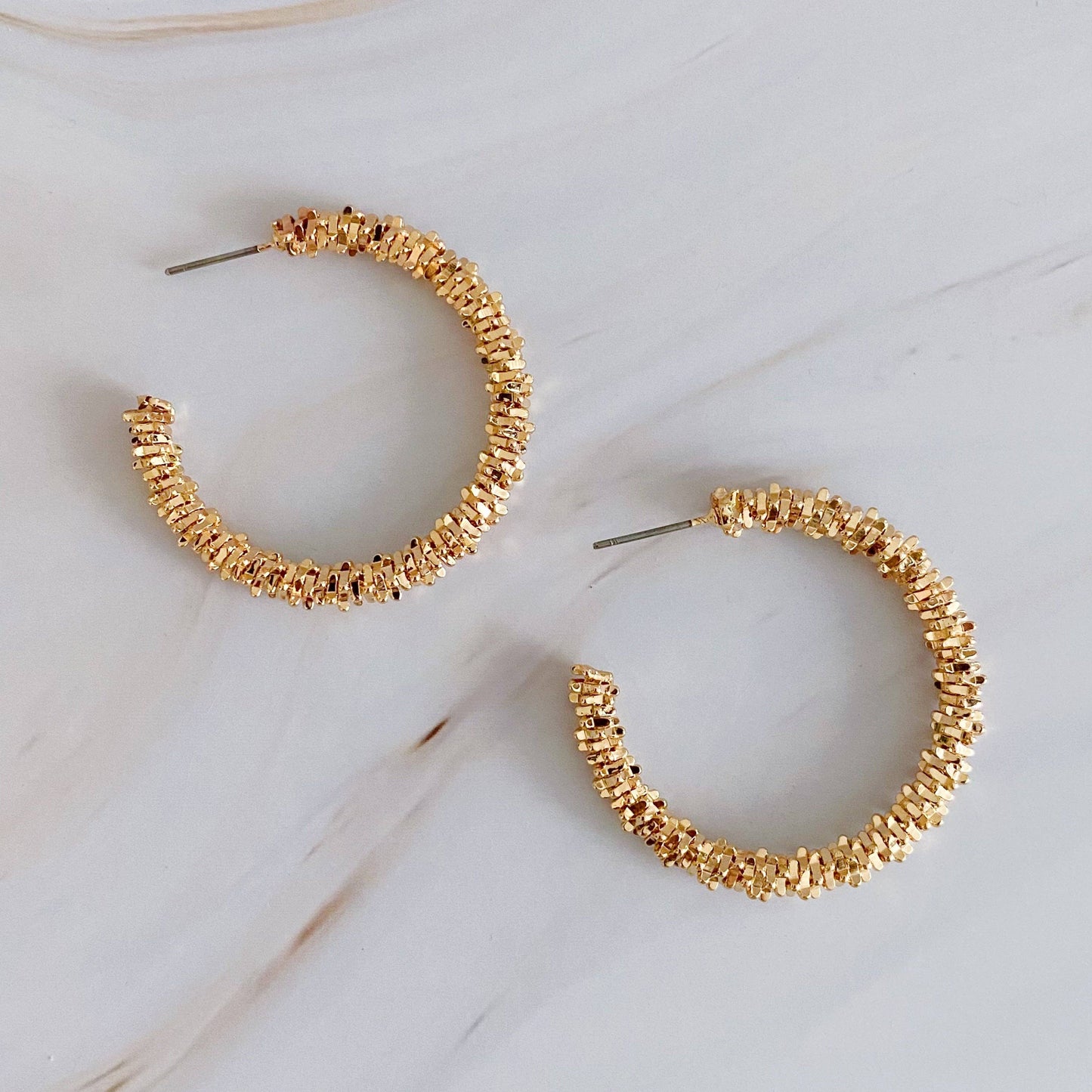 Golden Pebbles Hoop Earrings - Gold