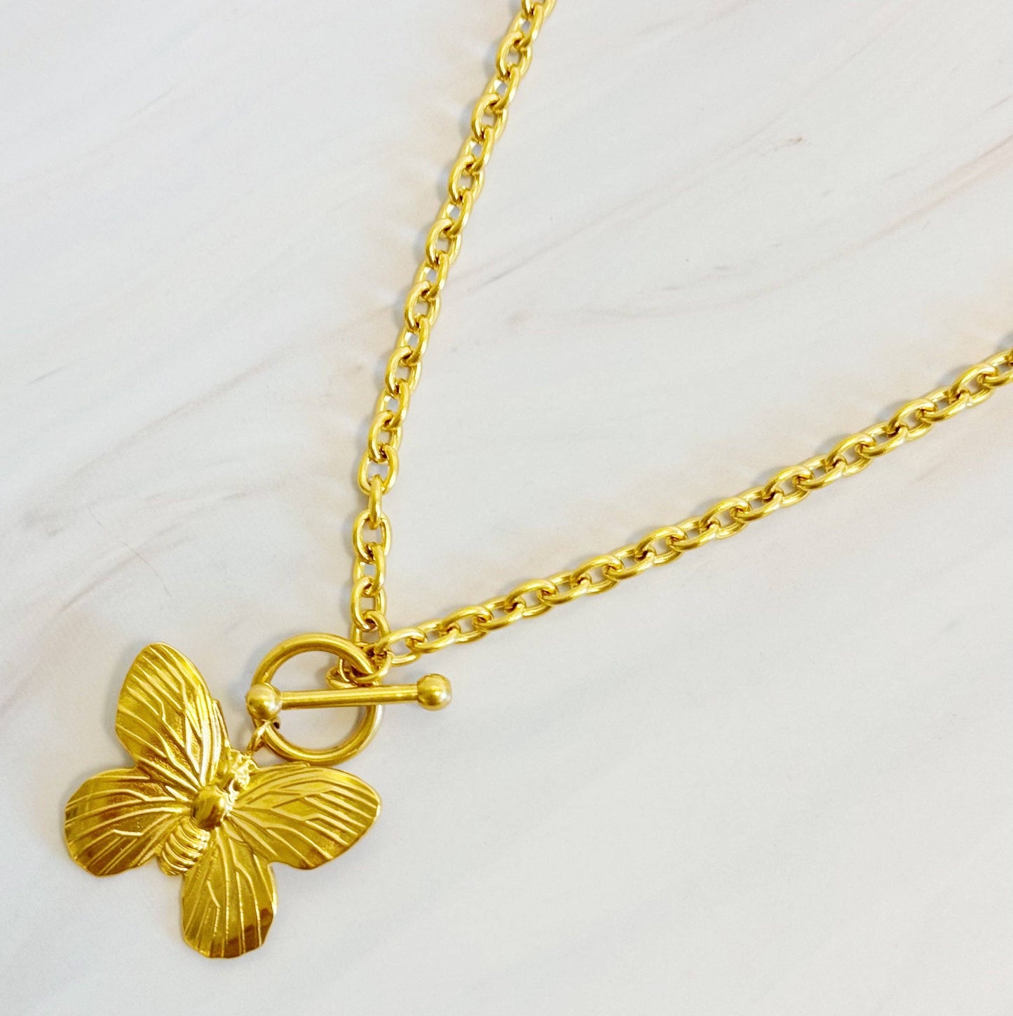 18k Gold Plated Vintage Butterfly Necklace