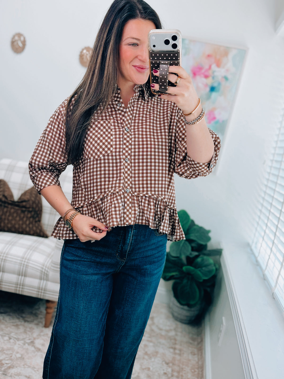 CURVY Gingham Harvest Babydoll Top