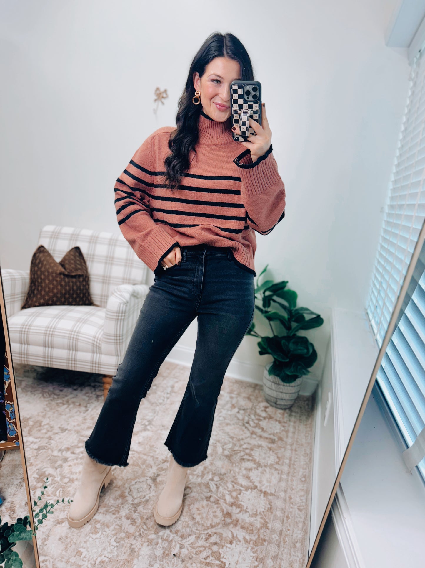 Masala Stripe Mock Neck Sweater