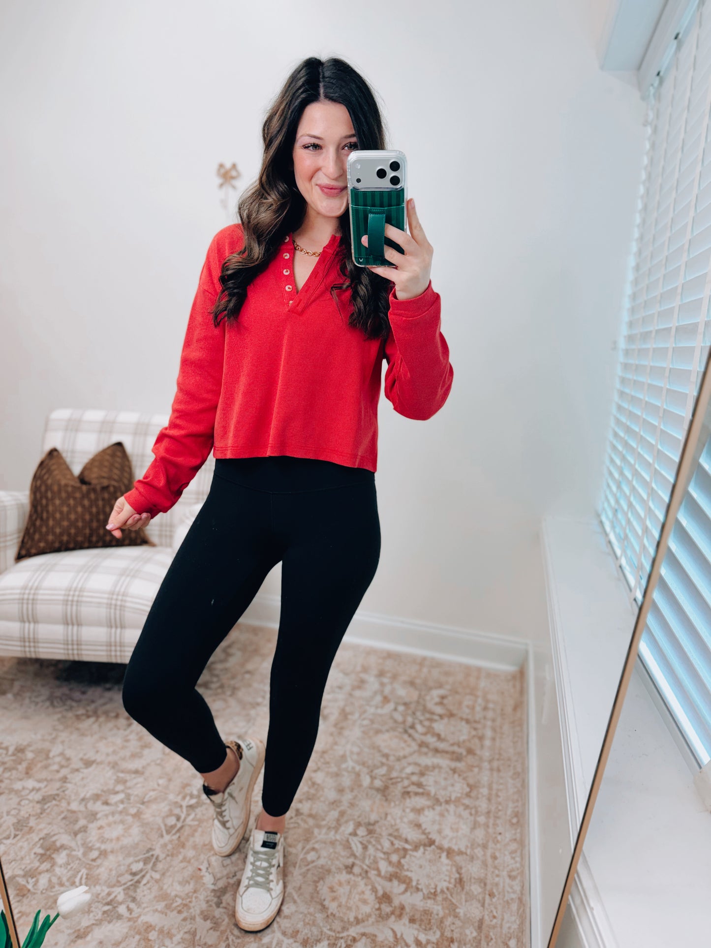 Mineral Washed Red Henley Top