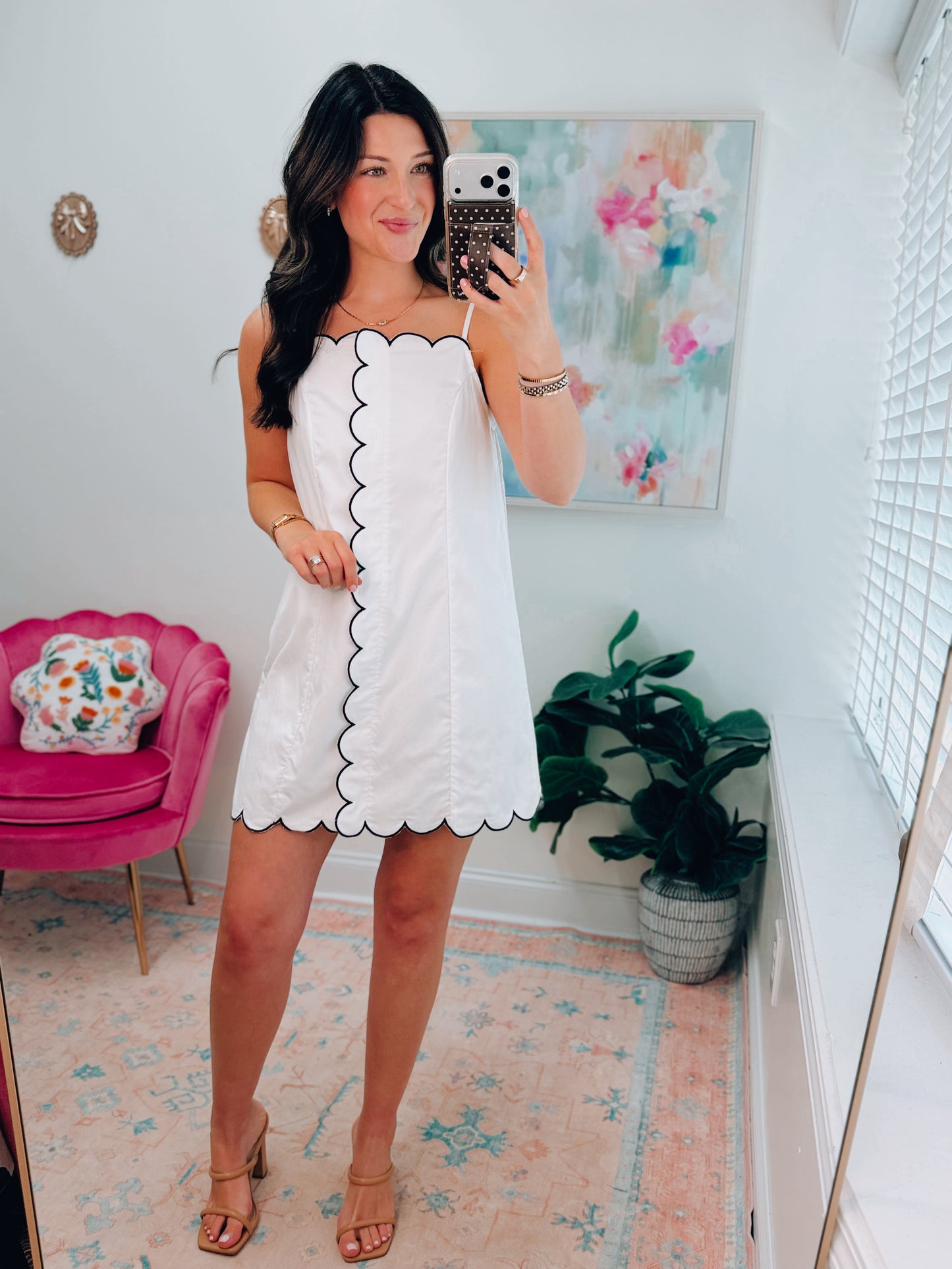 Contrast Scallop Mini Dress