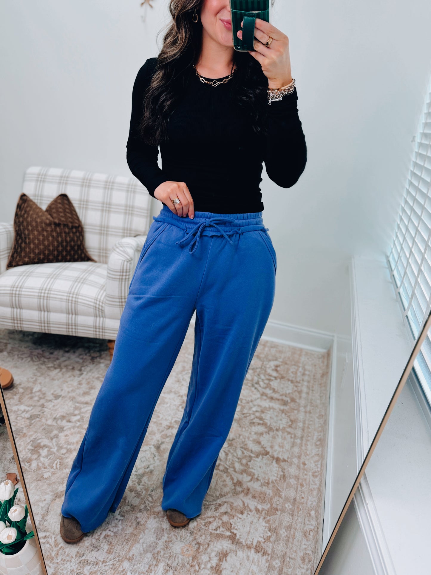 Vallie Raw Hem Sweatpants - Marlin