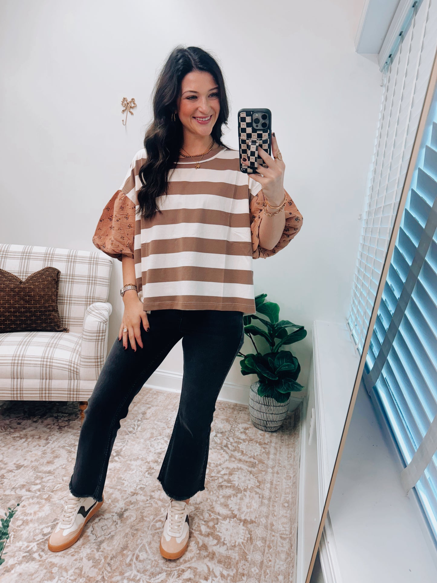 Bold Striped Knit Contrast Top