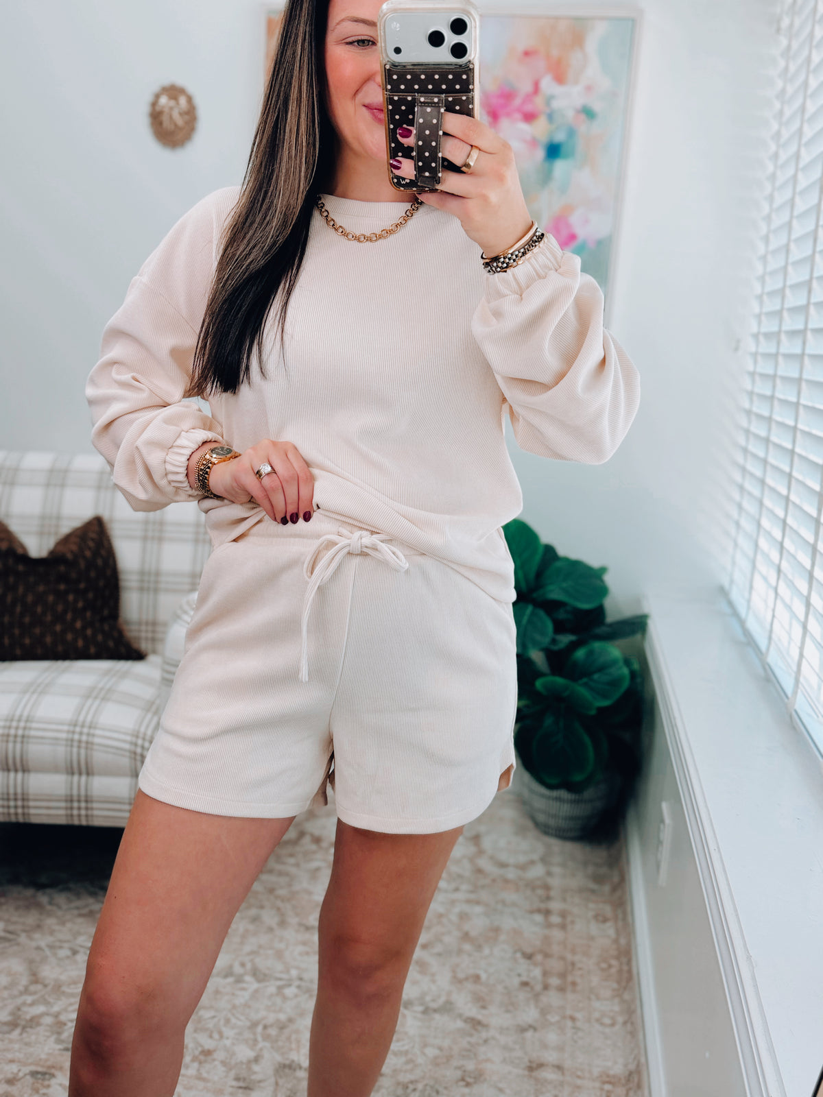 Kennedy Textured Cream Shorts Set
