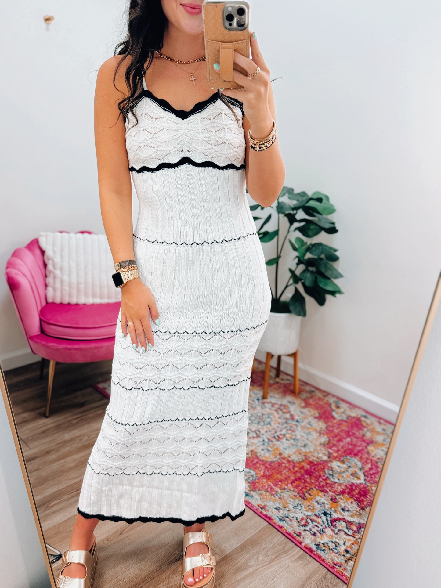 Selah Crochet Knit Midi Dress