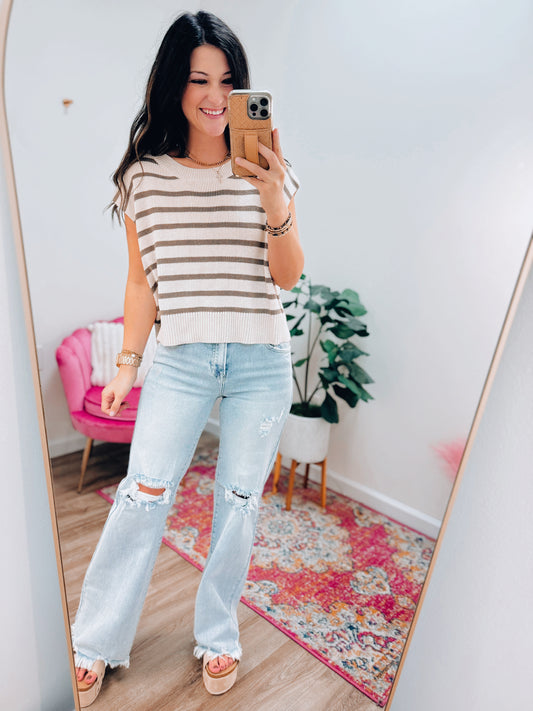 Finley Striped Boxy Sweater Top