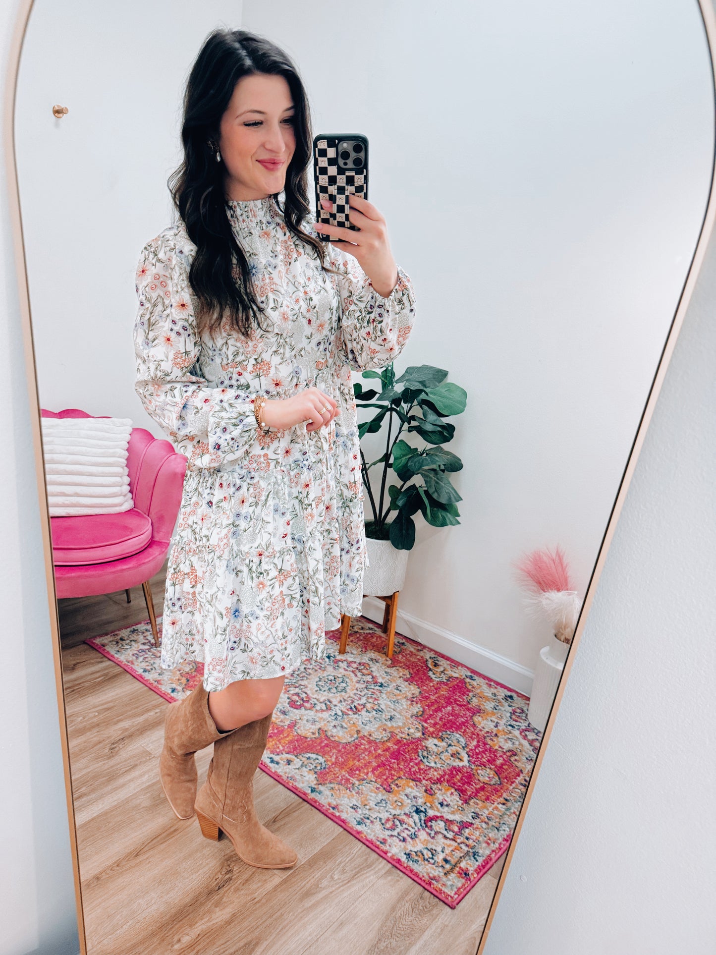 Jordan Floral Mock Neck Mini Dress