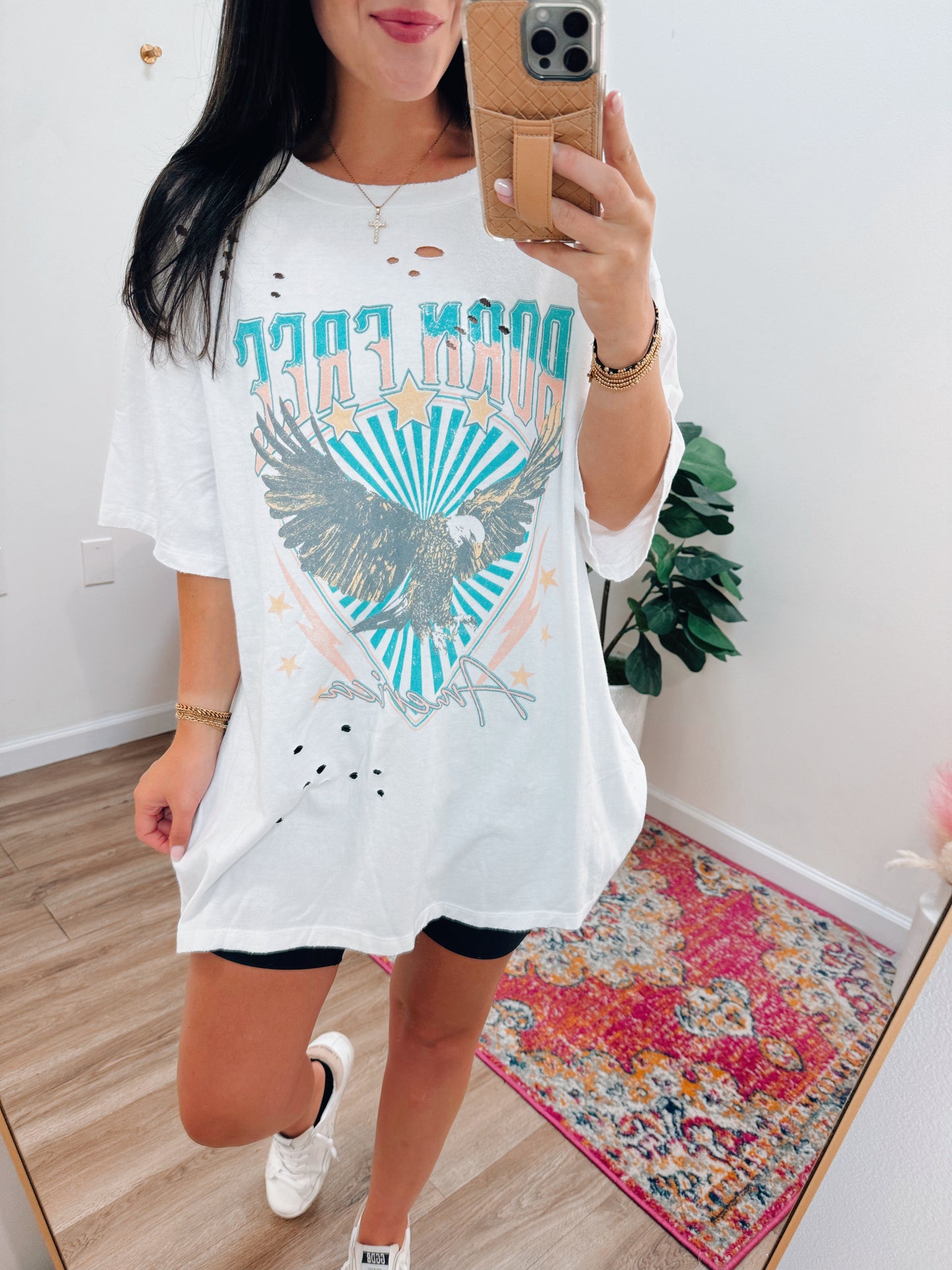 Born Free Distressed Oversized Graphic Tee