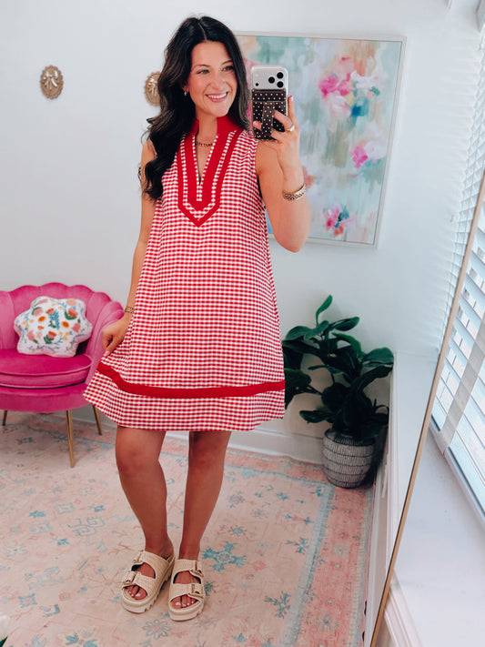 Summer Nights Red Gingham Mini Dress