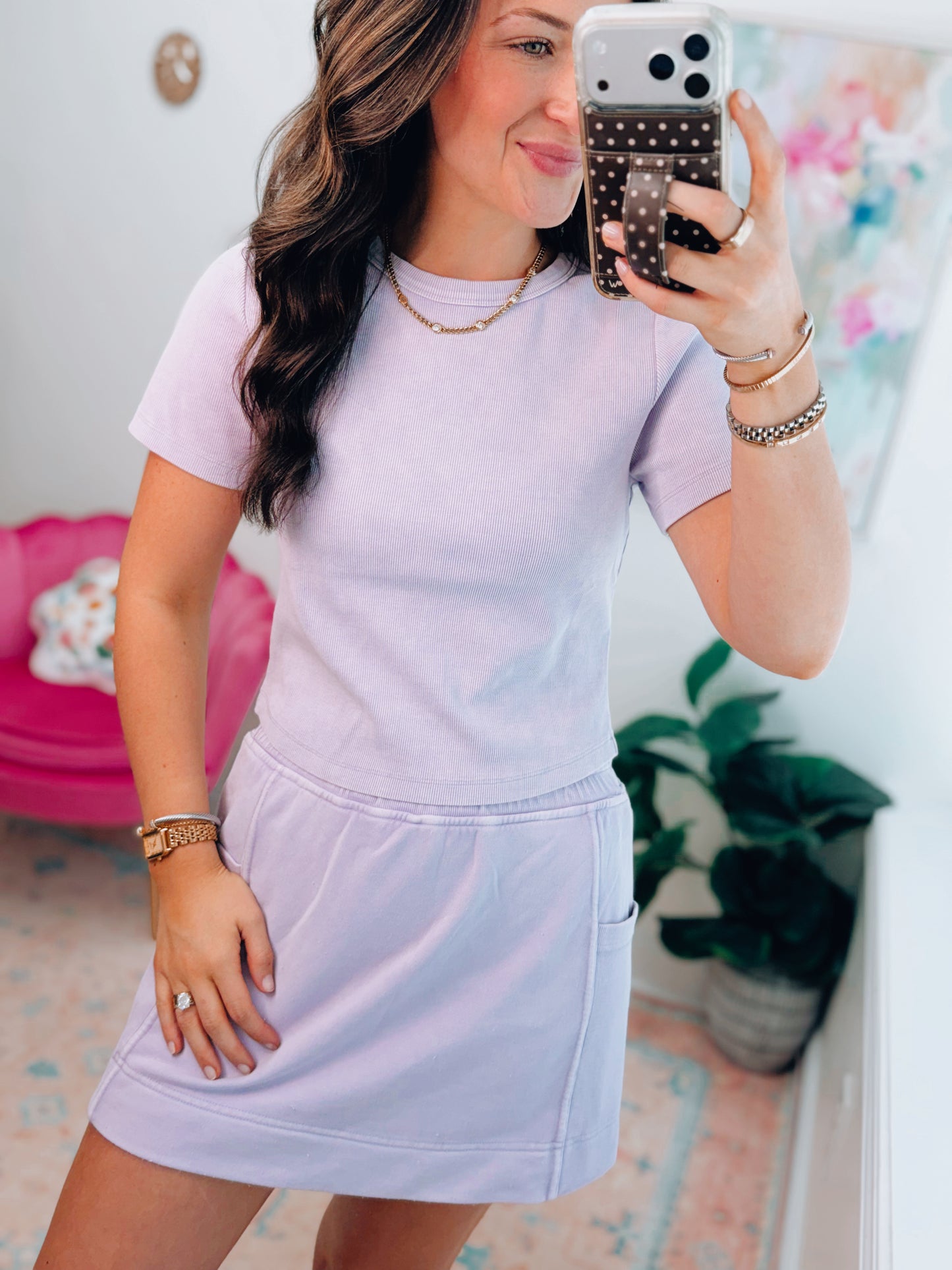Daydream Ribbed Skort Set - Purple