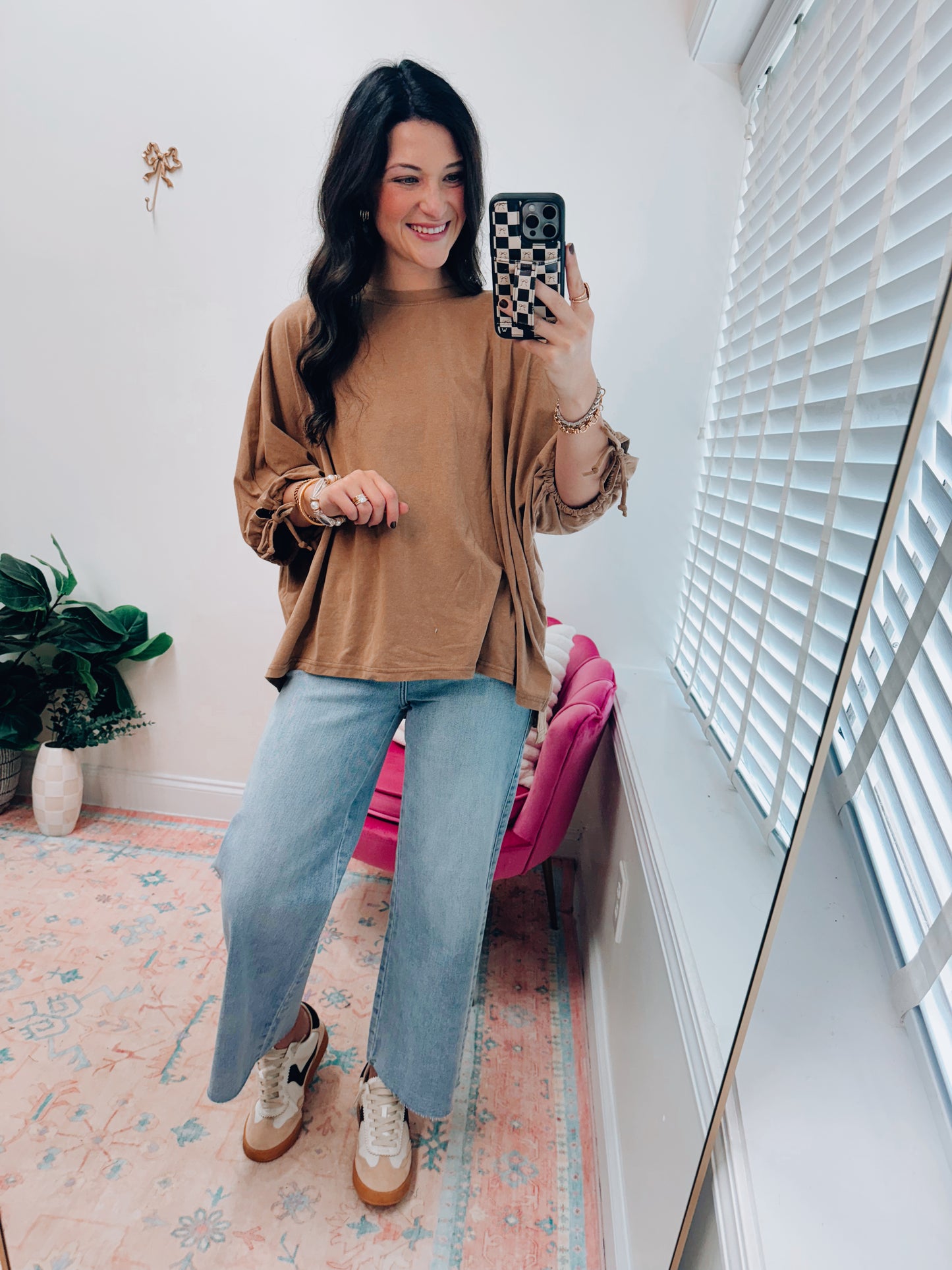 Latte Half Sleeve Tie Top