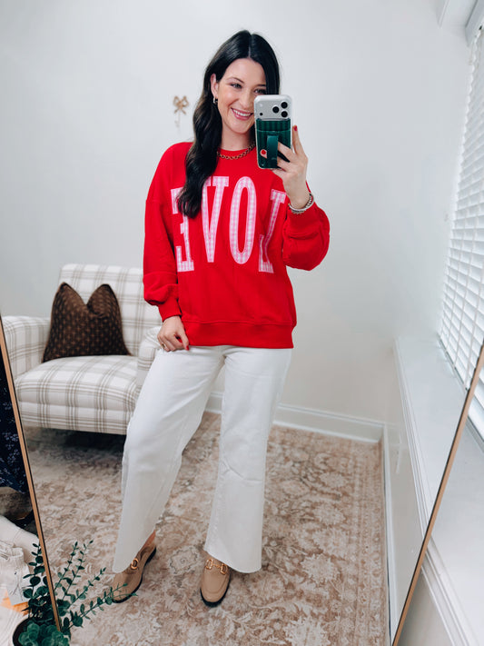 Love Gingham Embroidered Crewneck