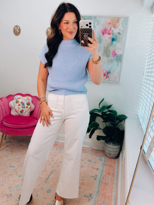 Light Blue Mock Neck Top