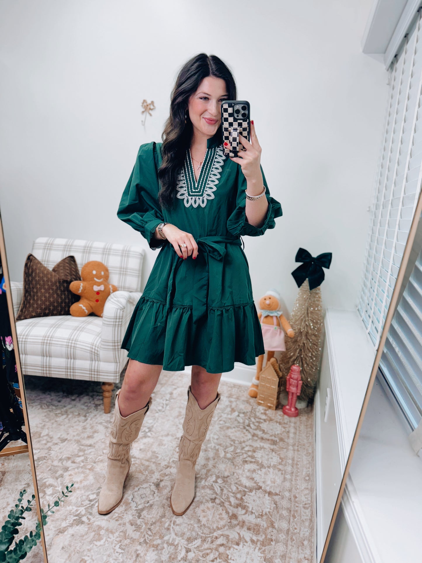 Noelle Embroidered Scallop Mini Dress