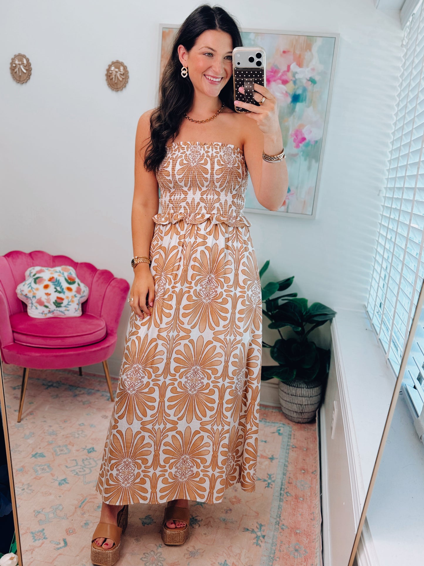 Demask Smocked Midi Dress