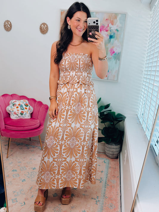 Demask Smocked Midi Dress