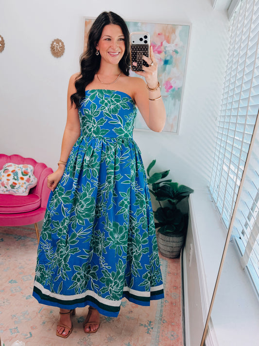 Skylar Strapless Multi Midi Dress