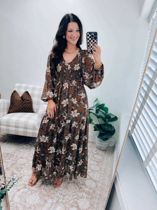 Campbell Smocked Mix Maxi Dress