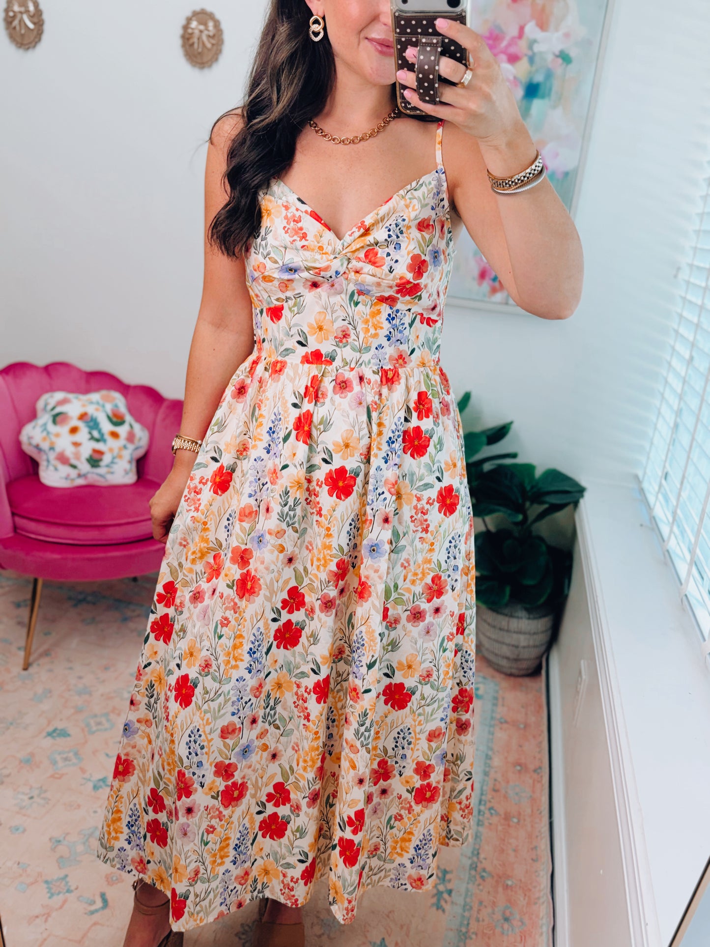 Mallie Floral Mix Midi Dress