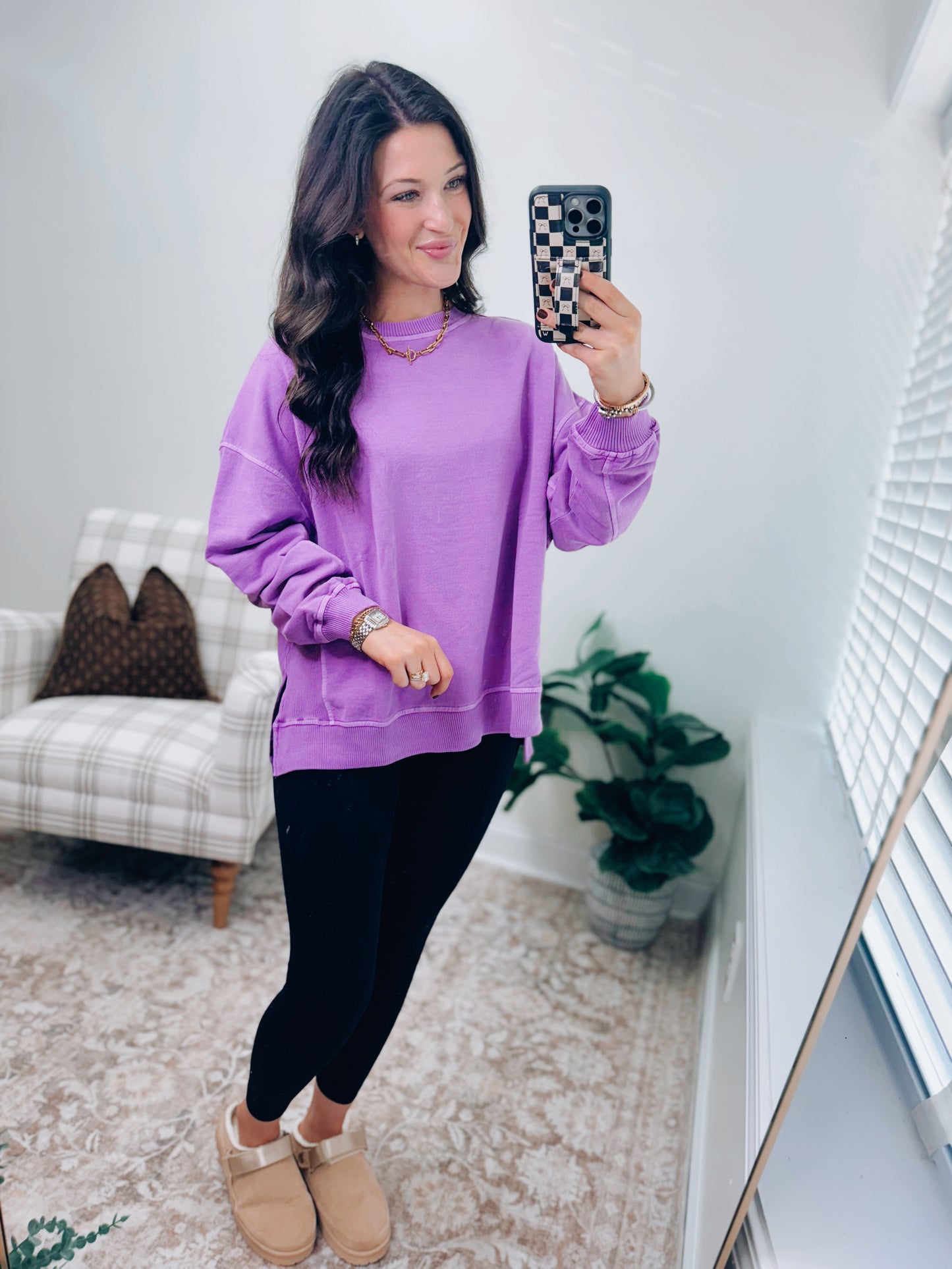 CURVY | DOORBUSTER Washed Light-Weight Crewneck - Purple