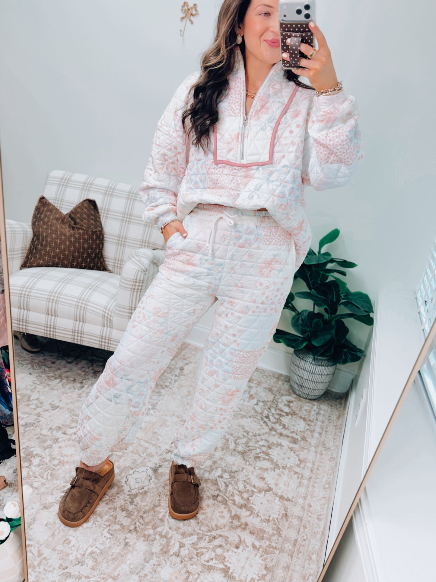 Blushing Bloom Quilted Patchwork Joggers