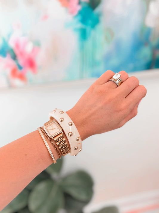 Calla Studded Acrylic Bangle - Taupe