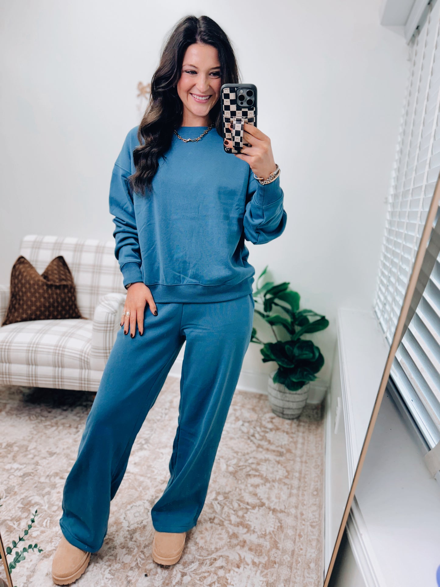 DOORBUSTER Crewneck Comfy Pants Set - Dusty Blue