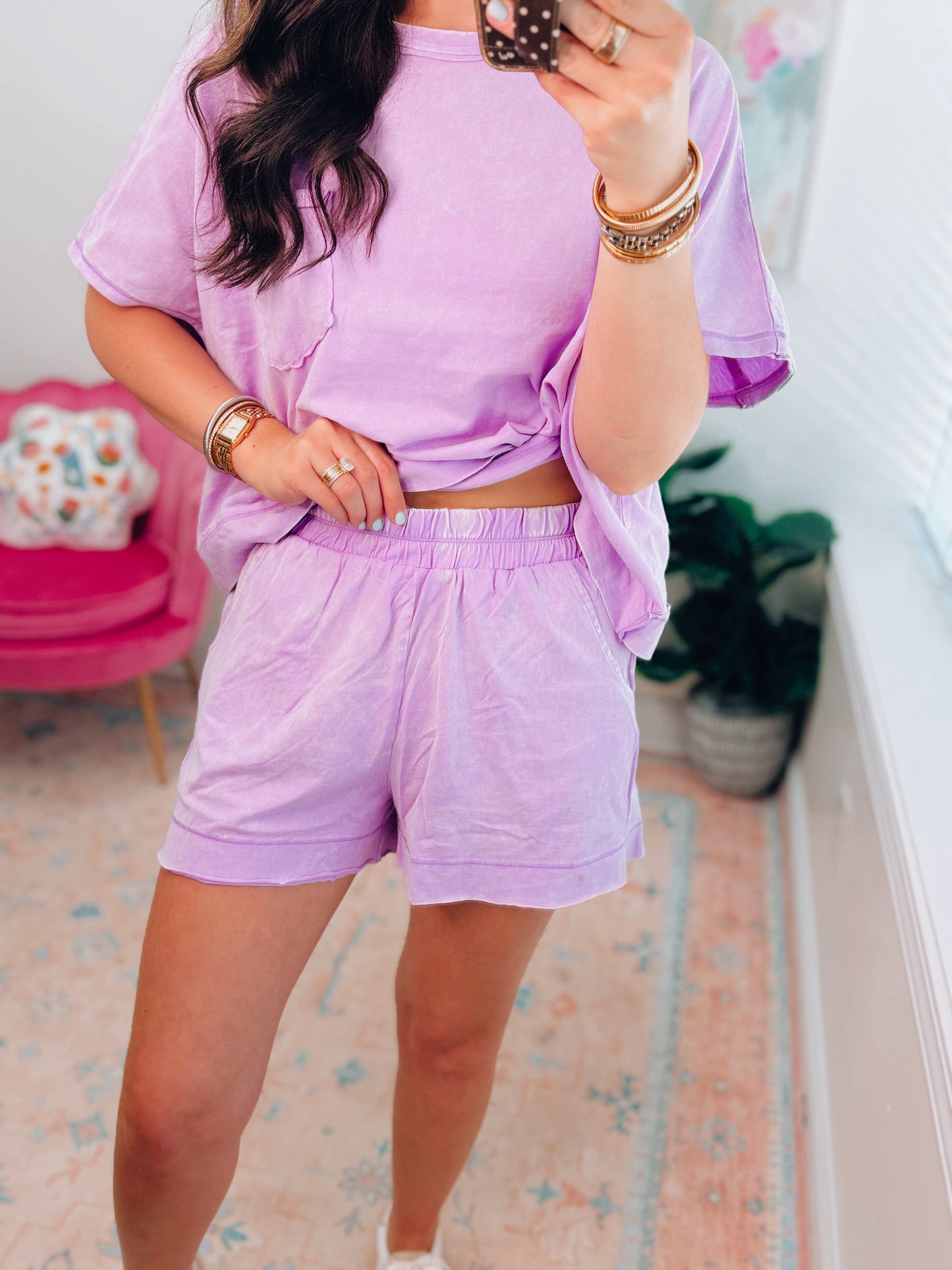 Easy Days Cotton Shorts Set - Purple
