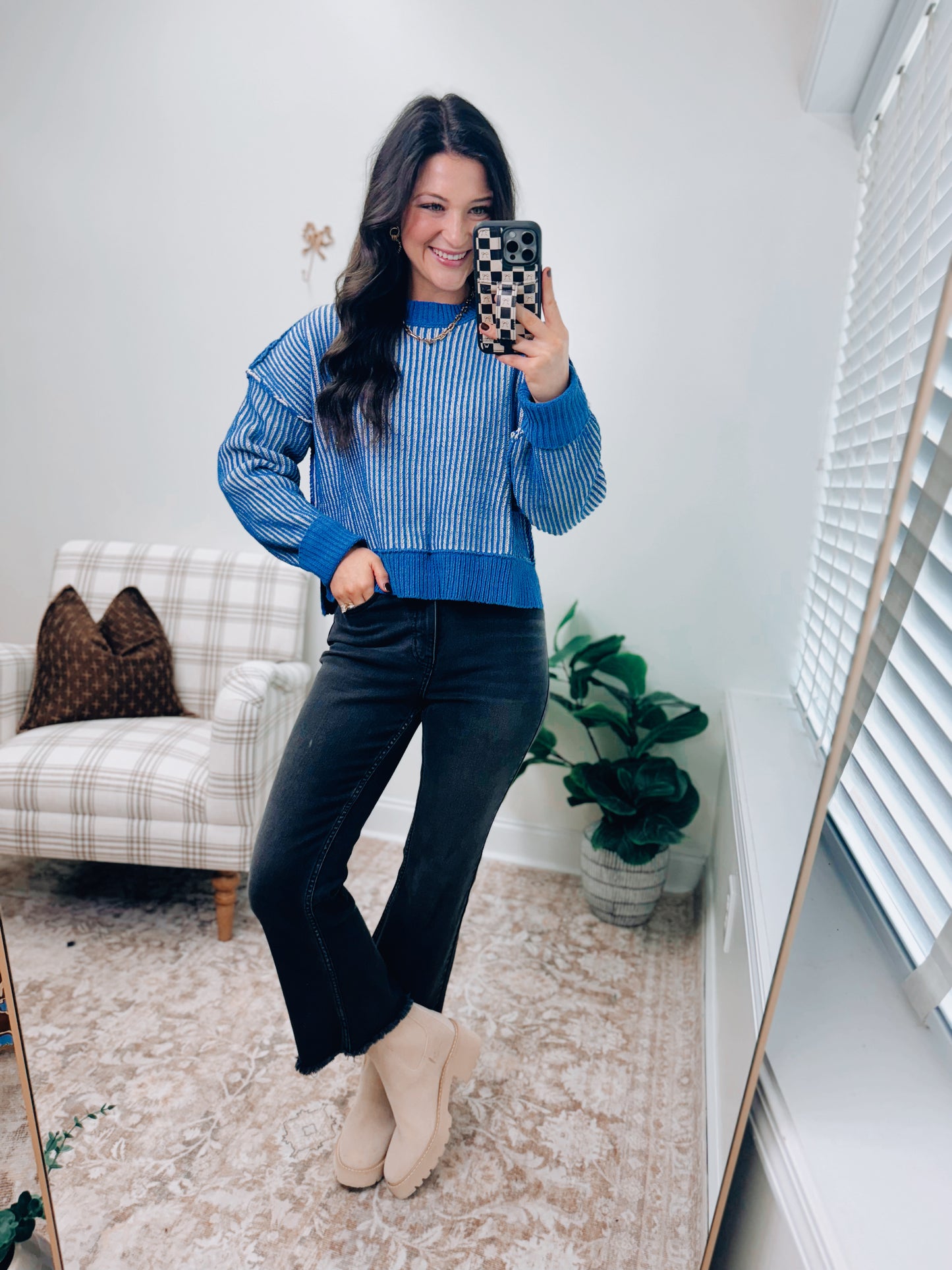 Hayes Two Tone Cobalt Sweater