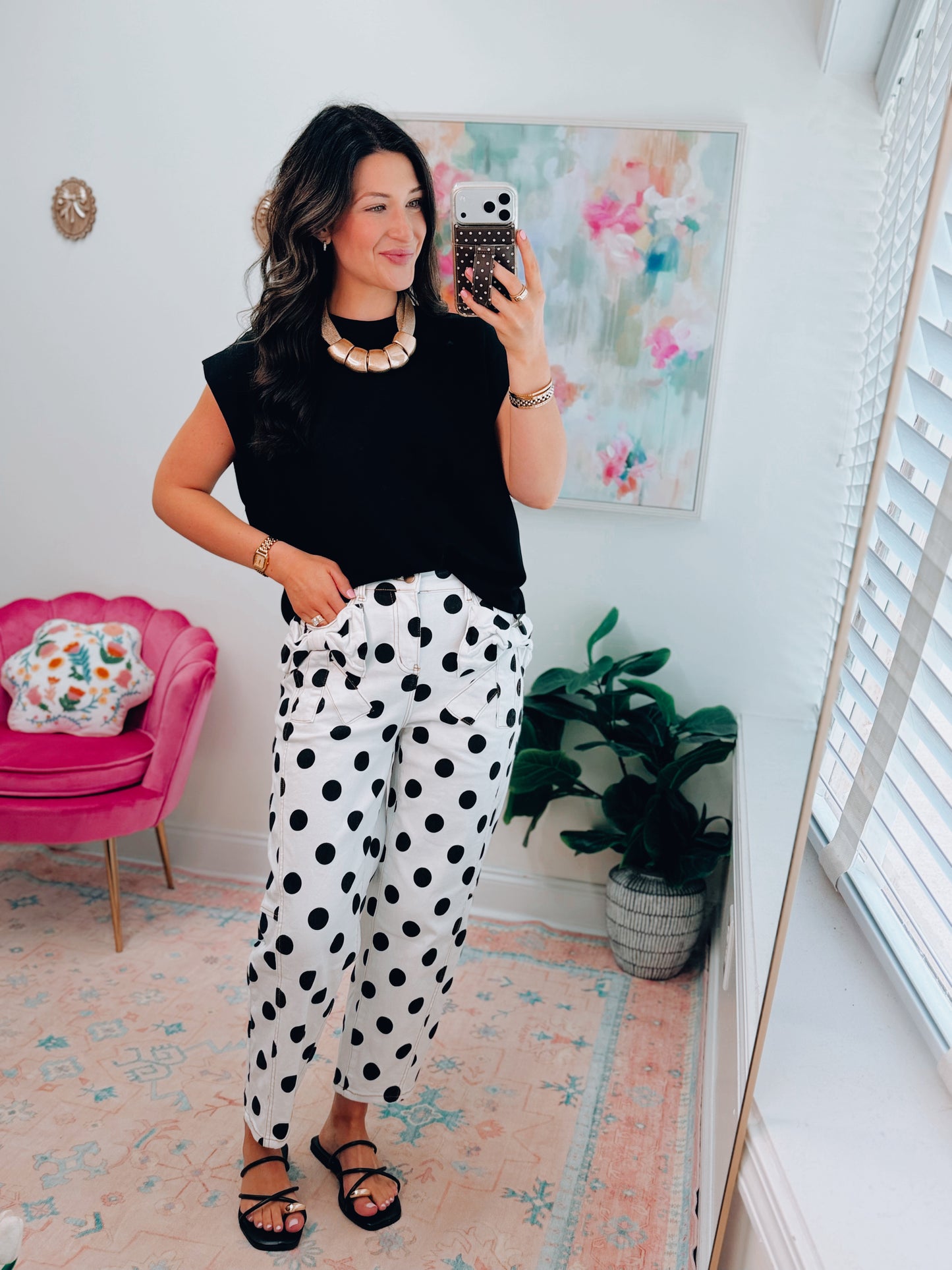 Polka Dot Bow Denim