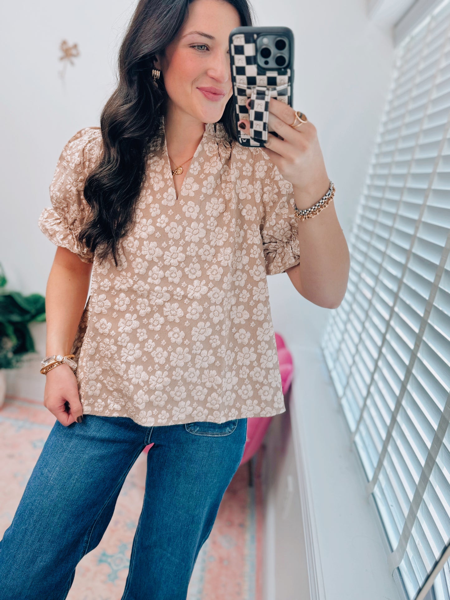 Floral Jacquard Textured Top