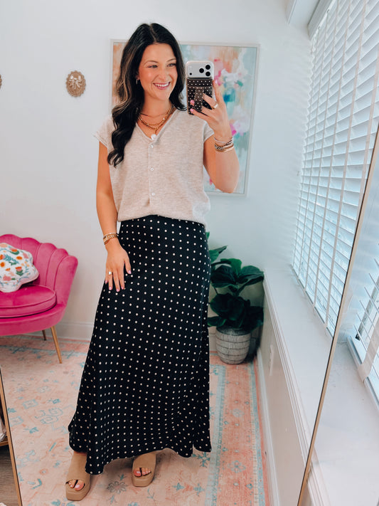 River Polka Dot Satin Skirt