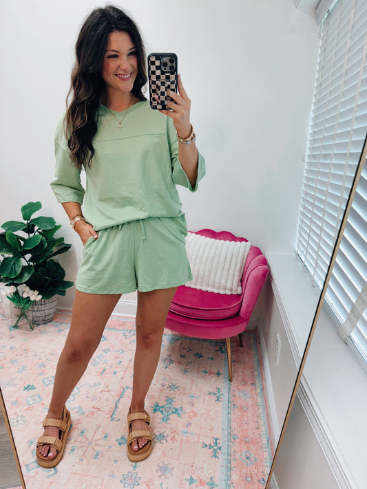 Meadow Green Comfy Shorts Set