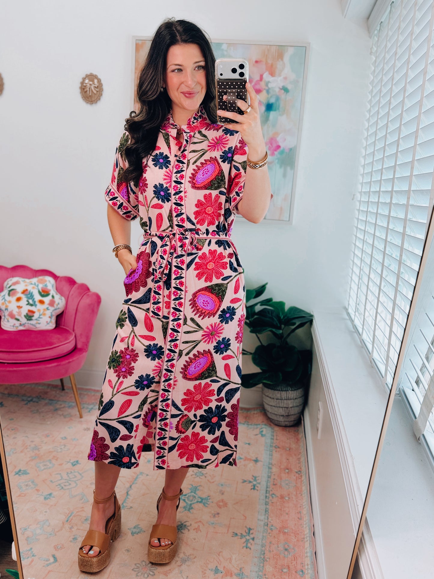 Aloha Babe Button Detail Midi Dress