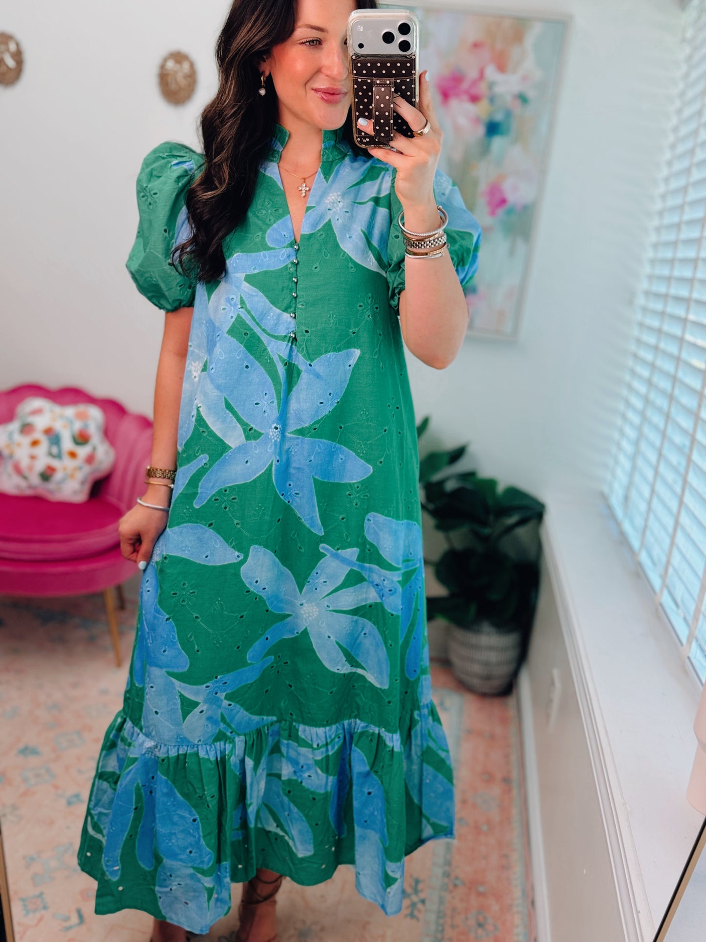 CURVY Collins Green Mix Eyelet Midi Dress