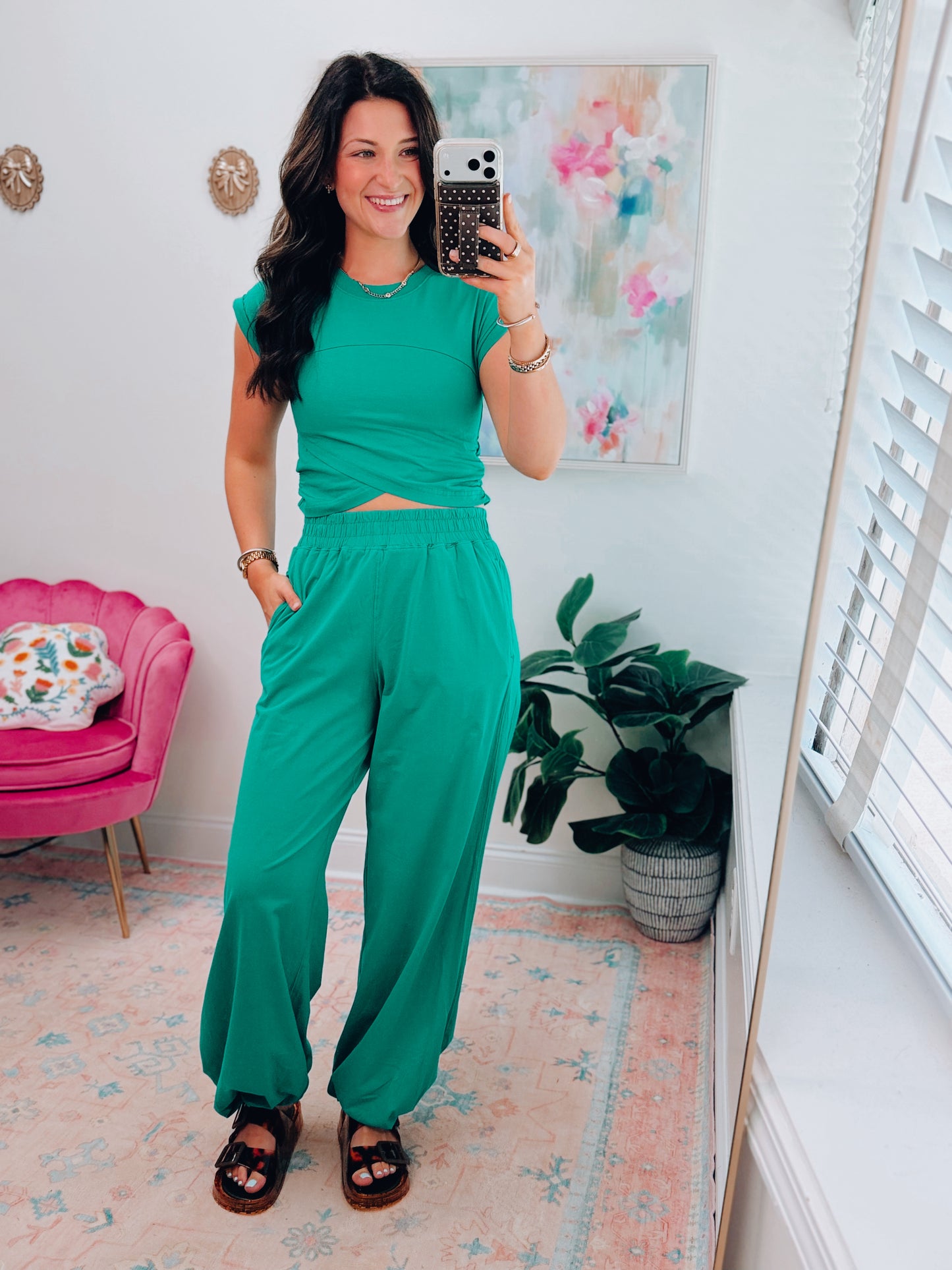 Kelly Green Crossover Pants Set