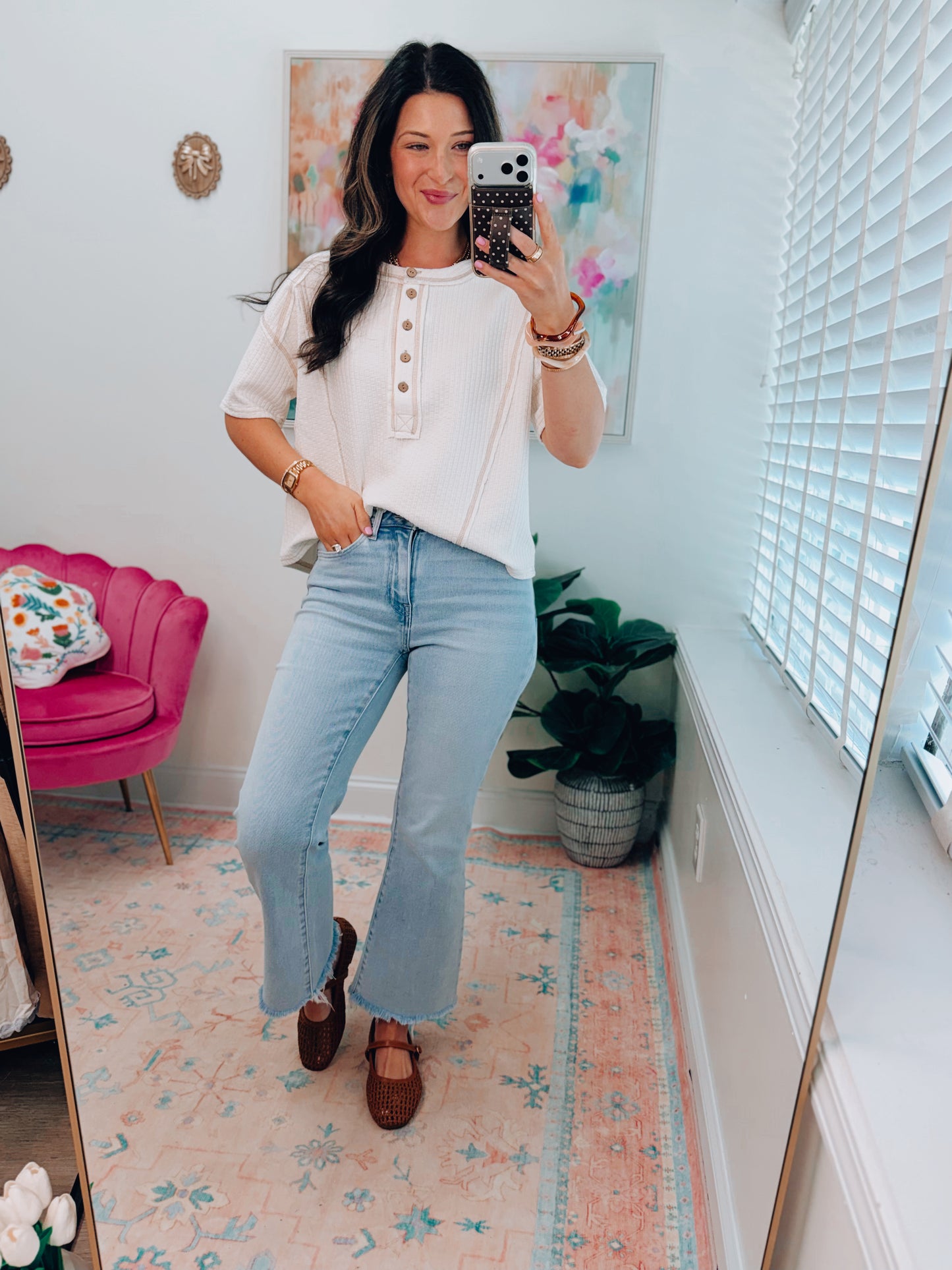 Charm Light Wash Crop Flare Denim