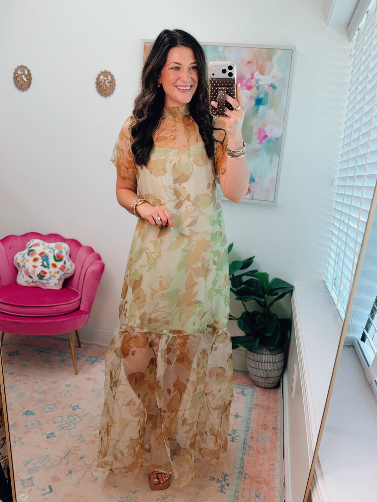 Ellery Floral Dime Organza Maxi Dress