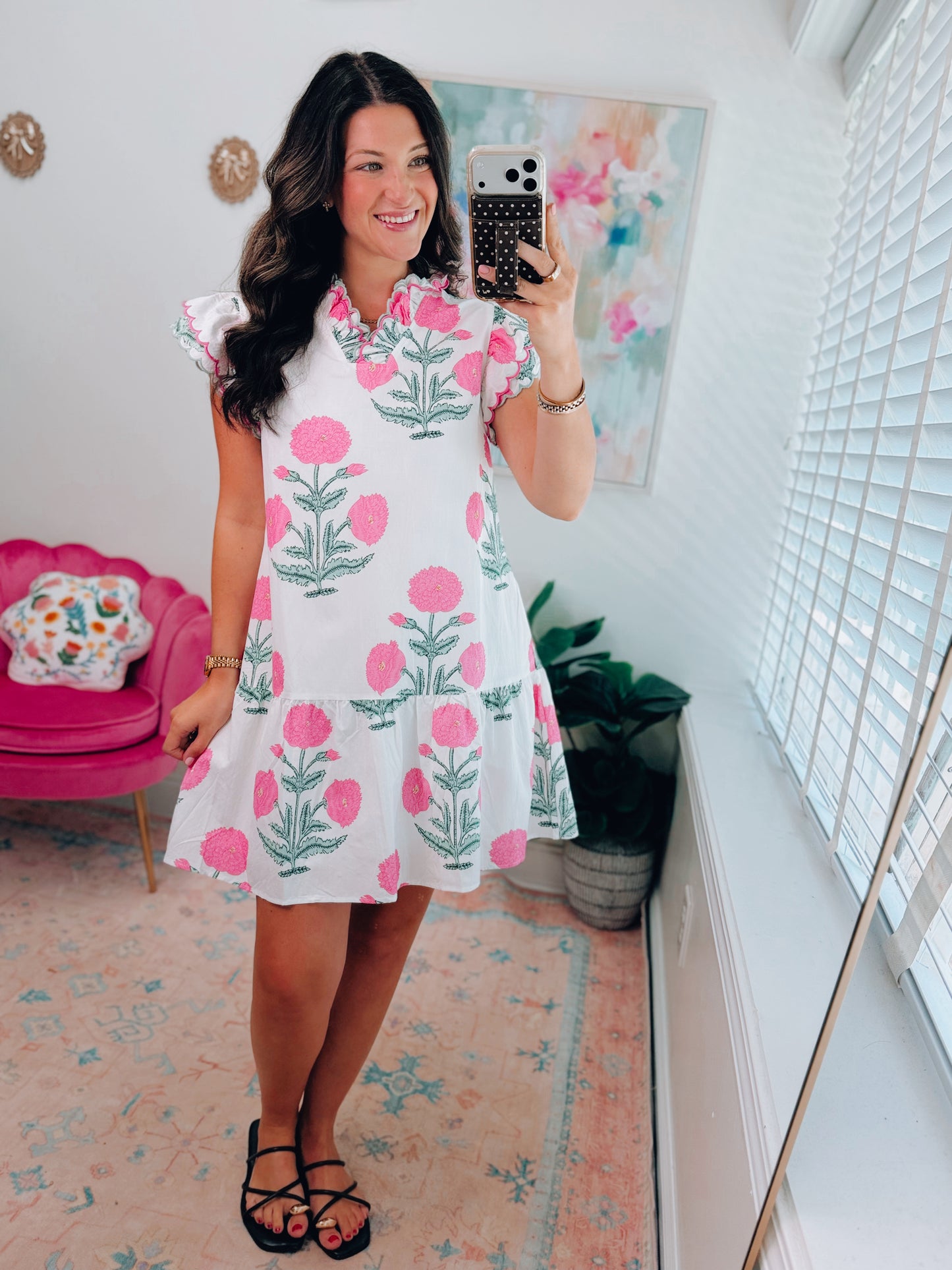 Caroline Floral Scallop Mini Dress