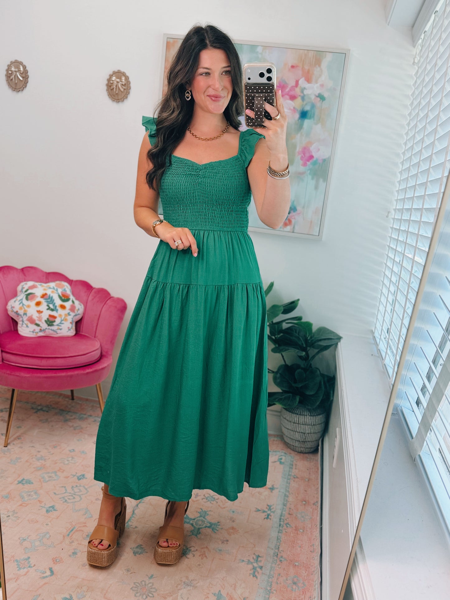 Kelly Smocked Tiered Midi Dress