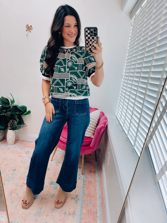 Hunter Mixed Embroidery EyeletTop