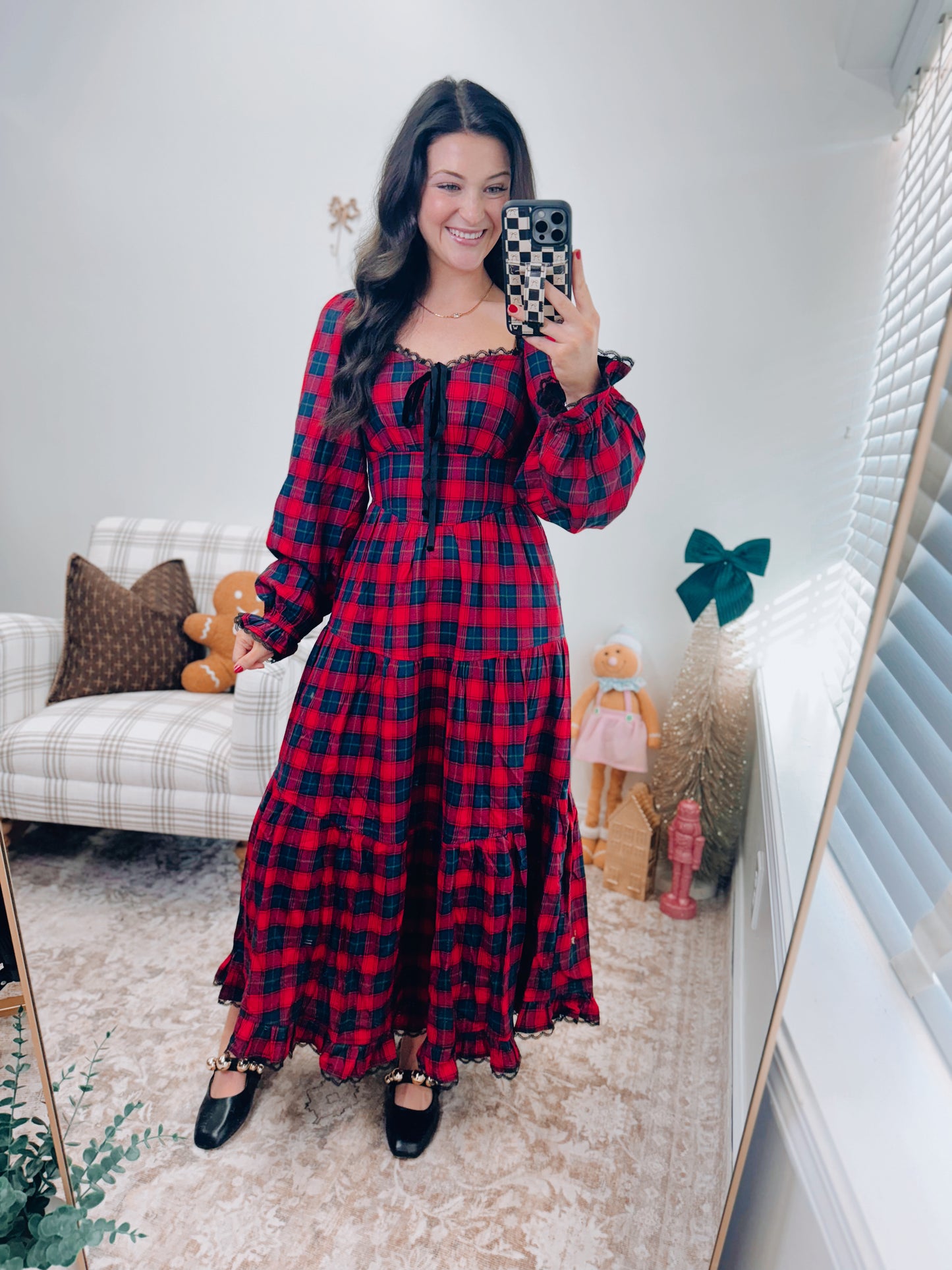 Ridge Plaid Tiered Maxi Dress
