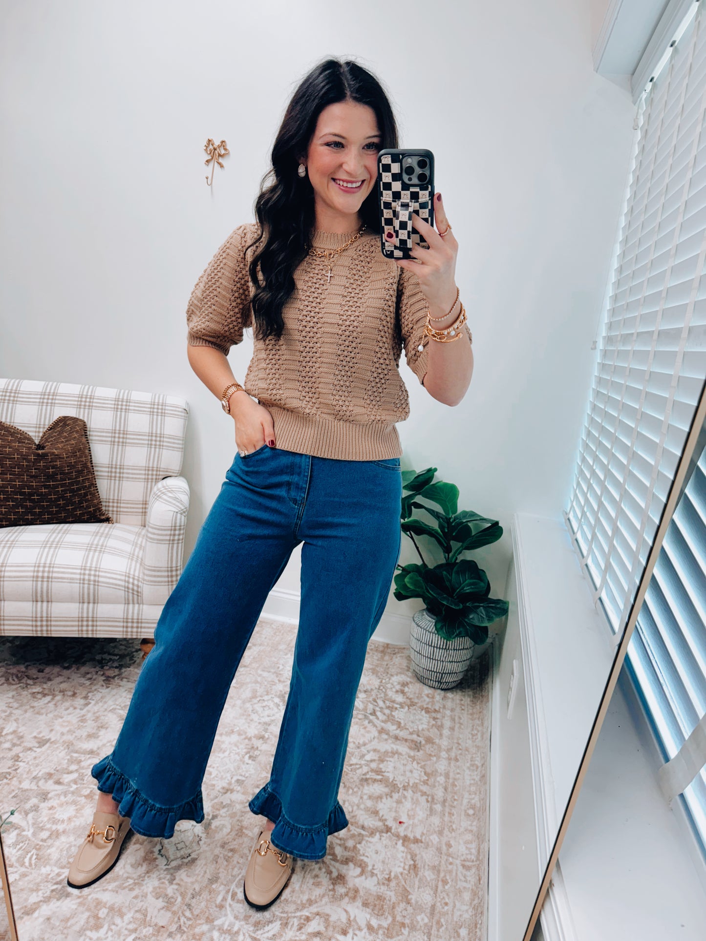 Finley Taupe Sweater Knit Top