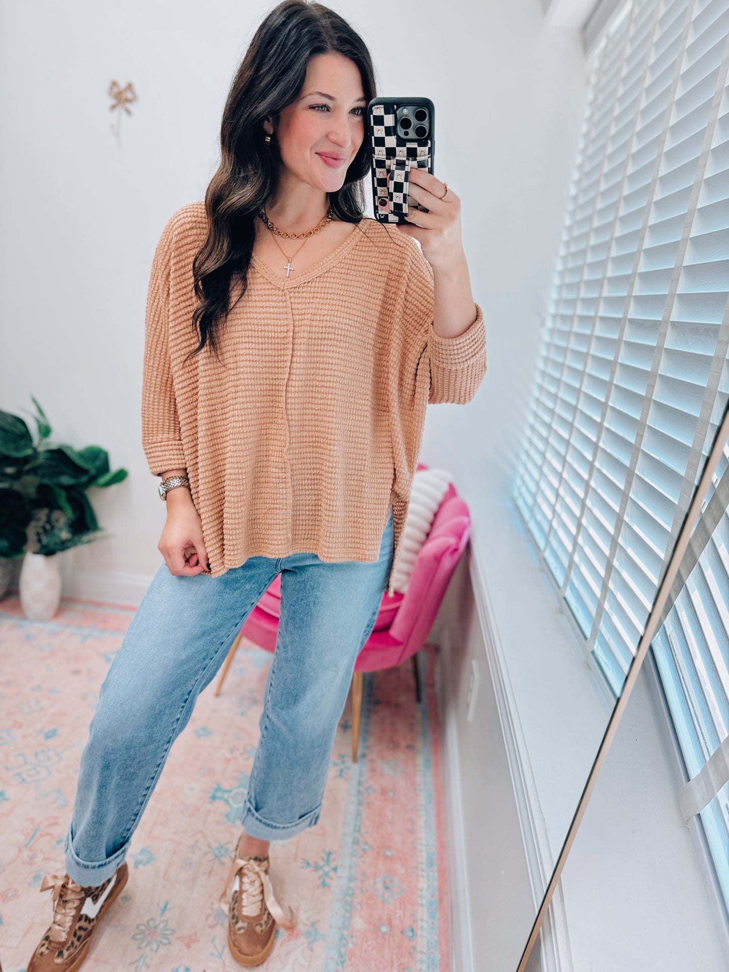 DOORBUSTER Mindi Waffle Knit Top