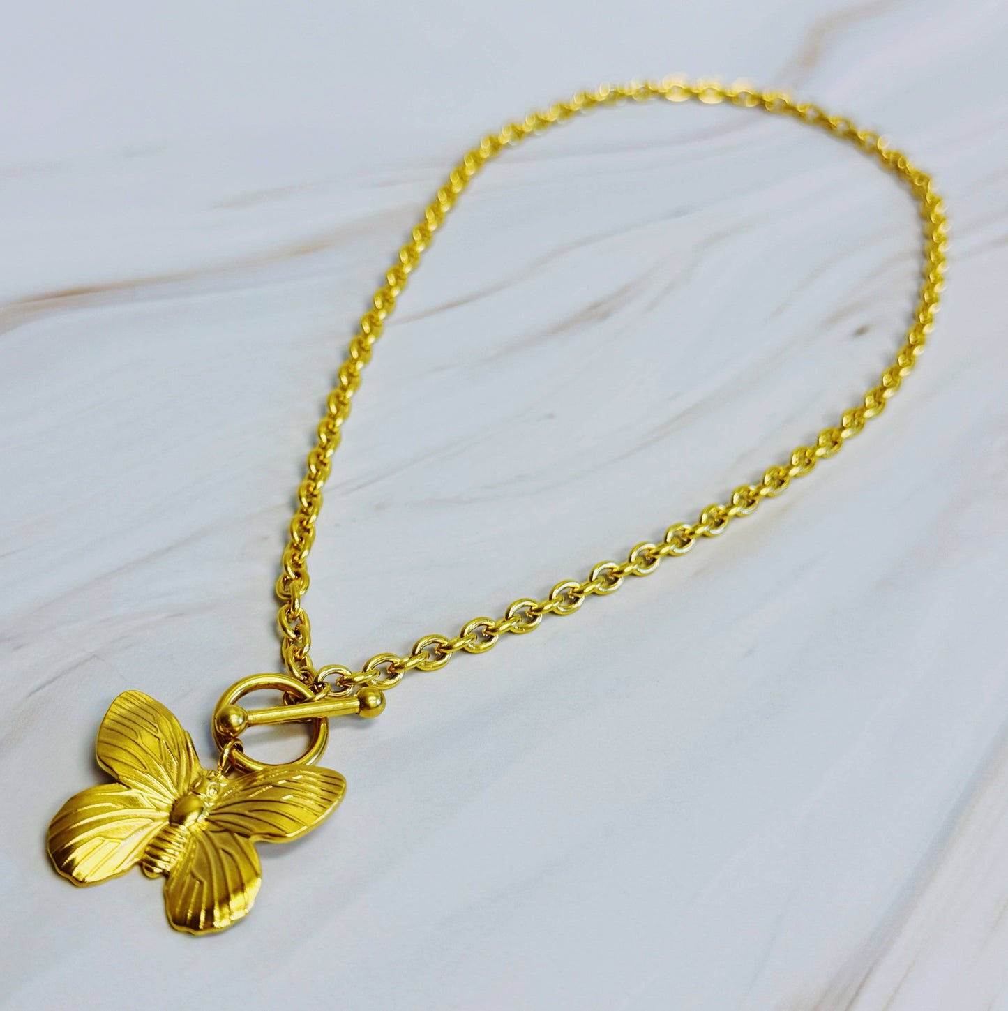 18k Gold Plated Vintage Butterfly Necklace