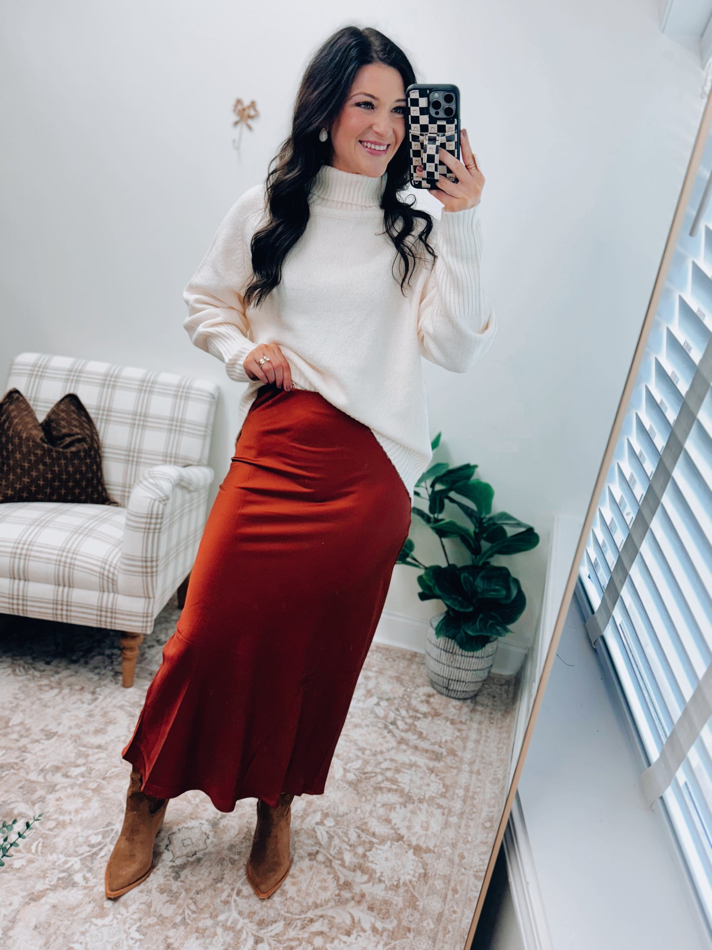 Veda Satin Midi Skirt - Sienna