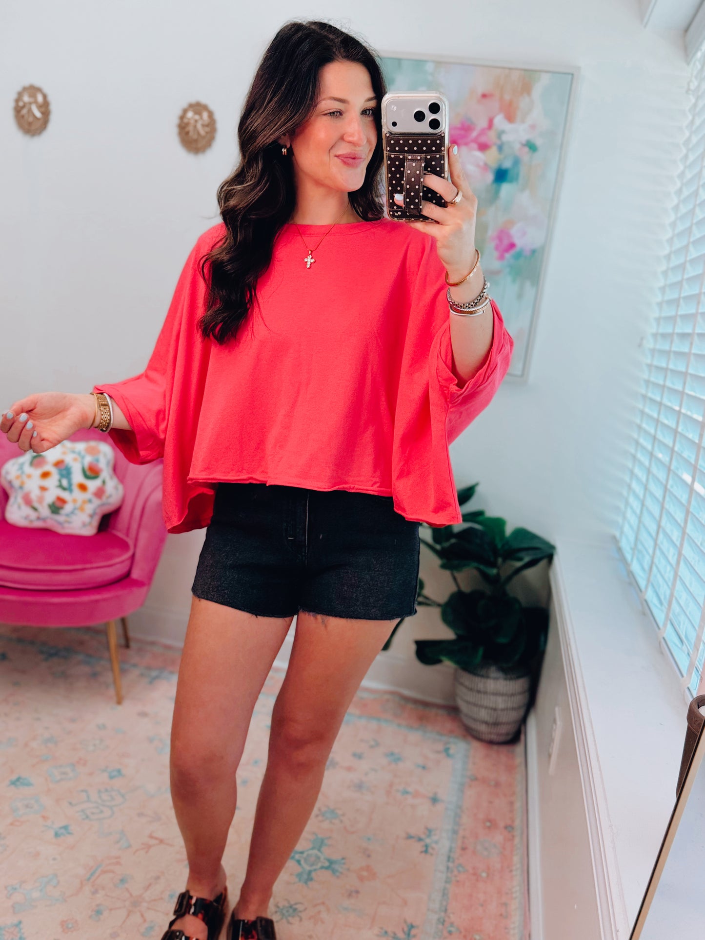 Flamingo Slub Oversized Top